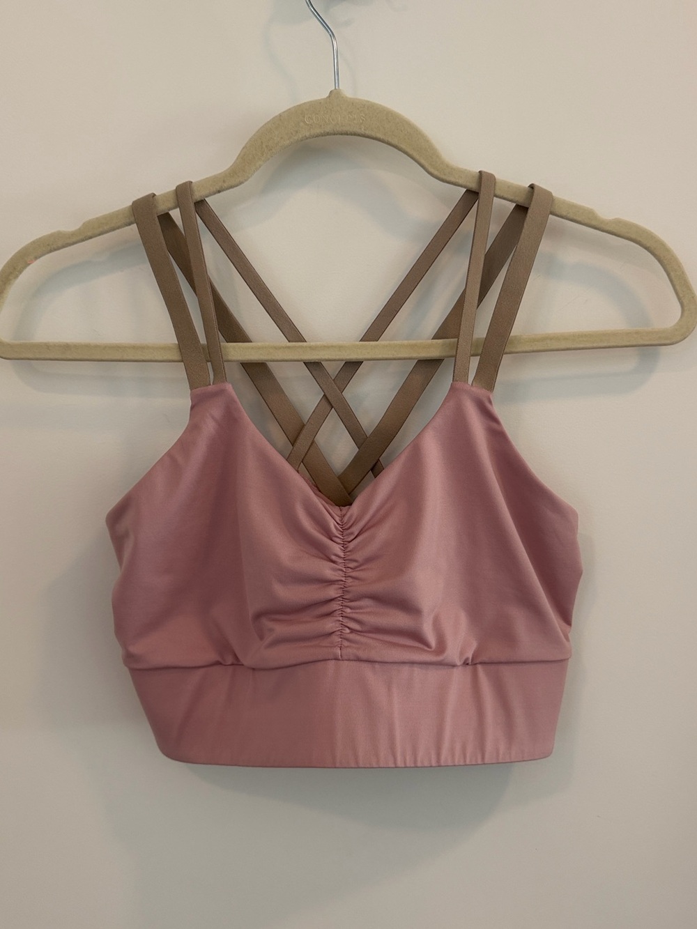 Handful Double Down Bra in Pink and Tan | Size Medium